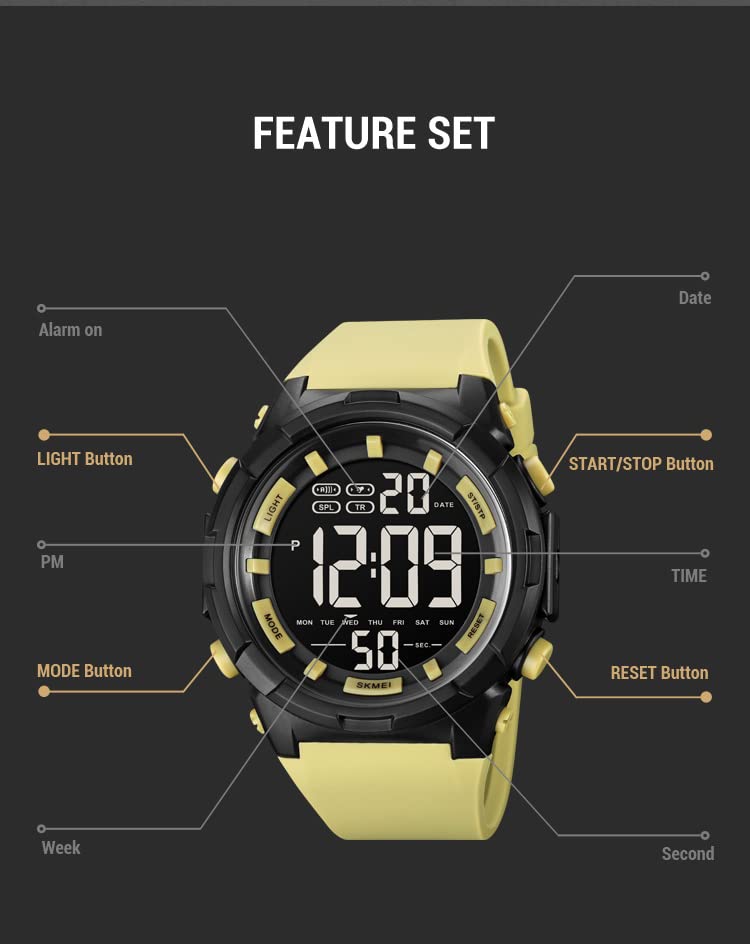 Foto 5 pulgar | Venta Internacional - Reloj Digital Gosasa Con Alarma Led Impermeable Y Cronómetro Para Hombre