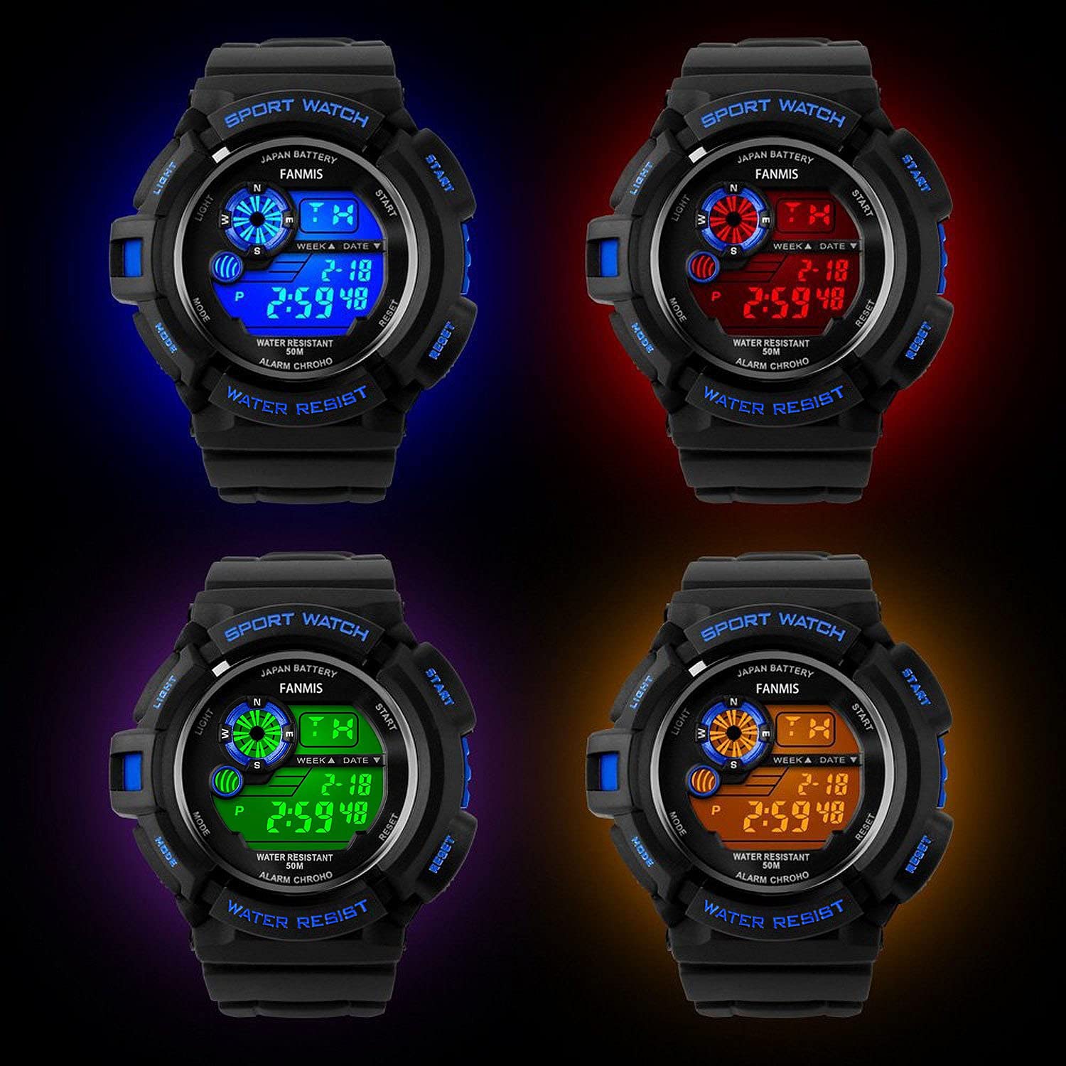 Foto 7 pulgar | Venta Internacional - Reloj Fanmis Sports Con Retroiluminación Led, 50 M, Resistente Al Agua, Color Negro