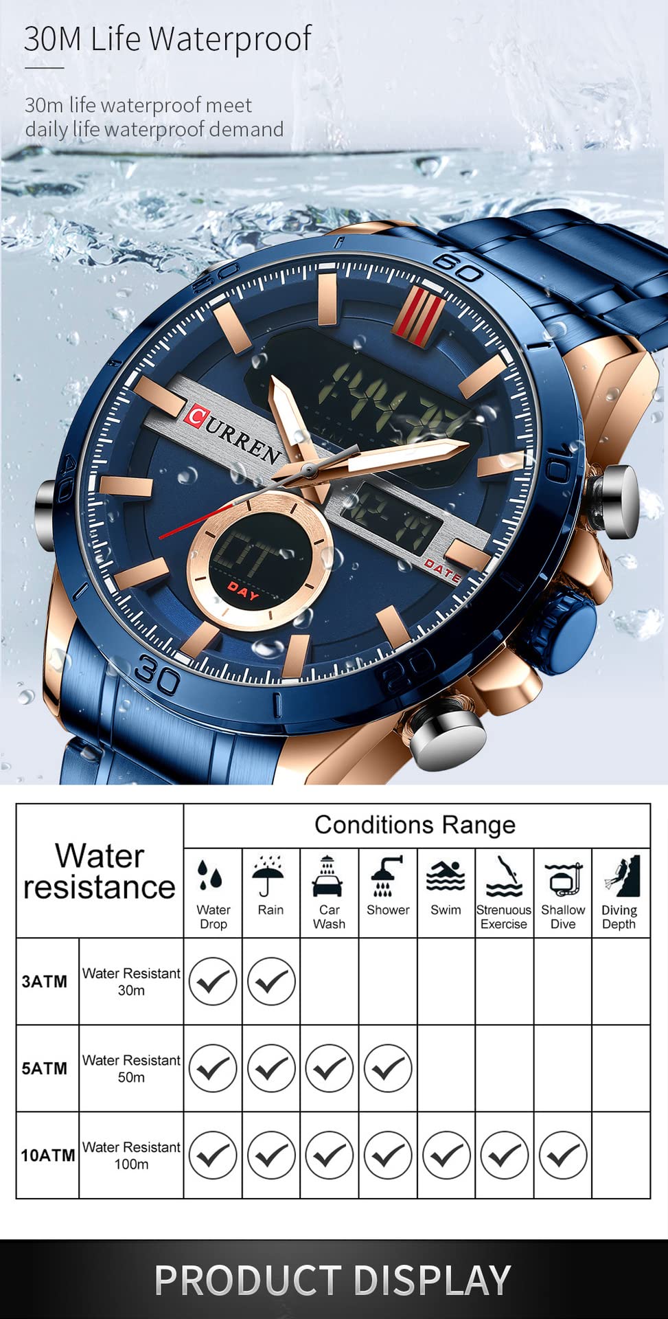 Foto 8 | Venta Internacional - Reloj Electrónico De Cuarzo Matkasur De Doble Movimiento Para Hombre, 48 Mm
