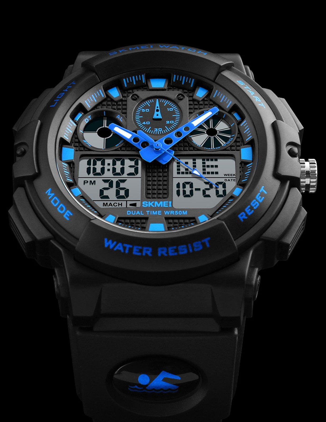 Foto 5 pulgar | Venta Internacional - Reloj De Pulsera Skmei Para Hombre, Negro Y Azul, Led, Impermeable, Deportivo