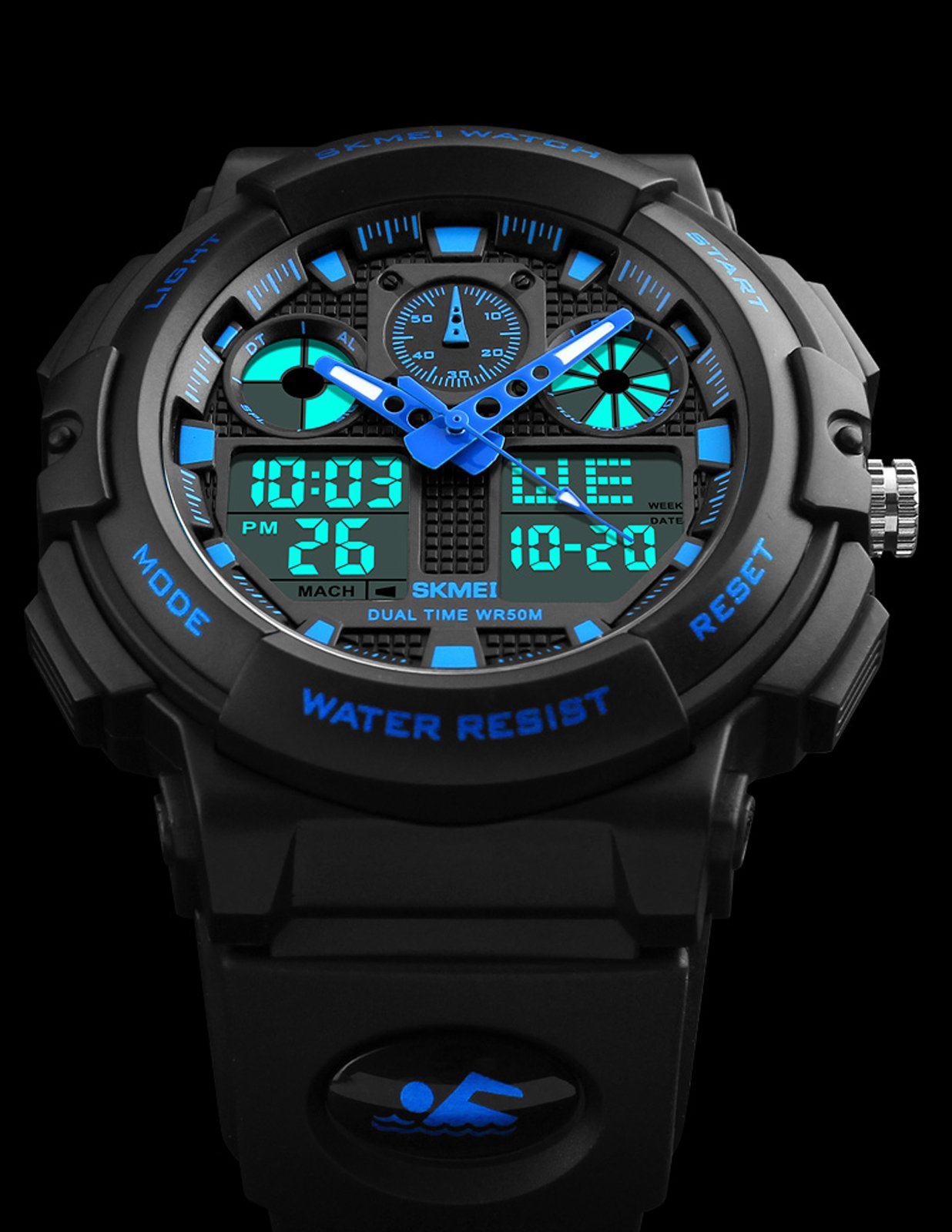 Foto 6 pulgar | Venta Internacional - Reloj De Pulsera Skmei Para Hombre, Negro Y Azul, Led, Impermeable, Deportivo