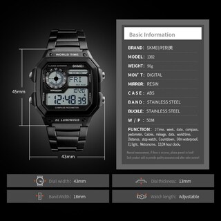 Foto 5 | Venta Internacional - Reloj Deportivo Yooten Word Time Con Alarma Digital De Doble Hora Para Hombre