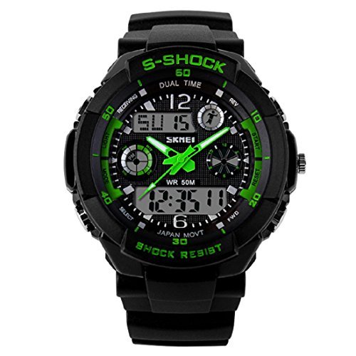 Foto 2 pulgar | Reloj Deportivo Skmei S Shock Analógico y Digital Verde - Resistente al Agua 50m