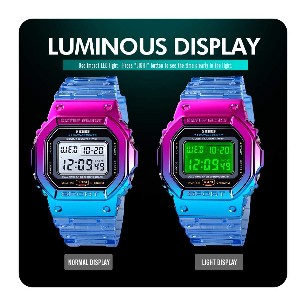 Foto 5 pulgar | Venta Internacional - Reloj Carlien Para Hombre, Colorido, Digital, Cuadrado, Deportivo, 44 Mm
