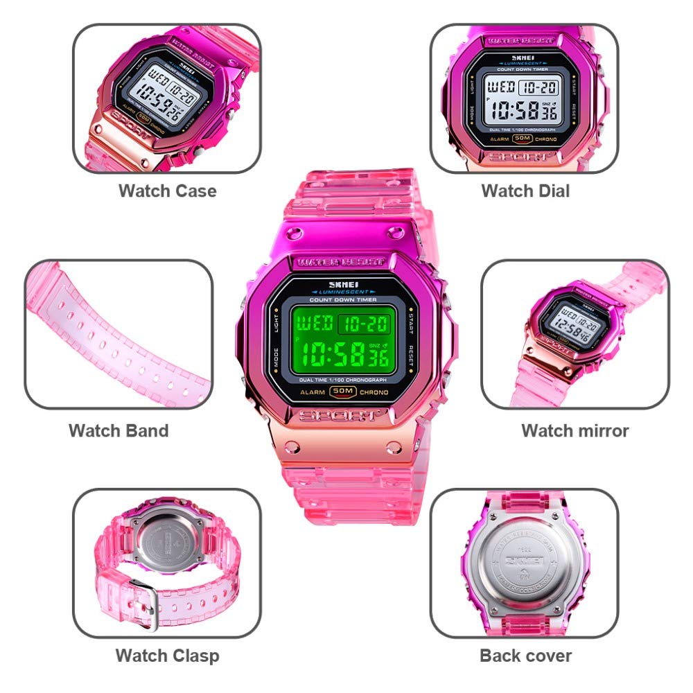 Foto 7 pulgar | Venta Internacional - Reloj Carlien Para Hombre, Colorido, Digital, Cuadrado, Deportivo, 44 Mm