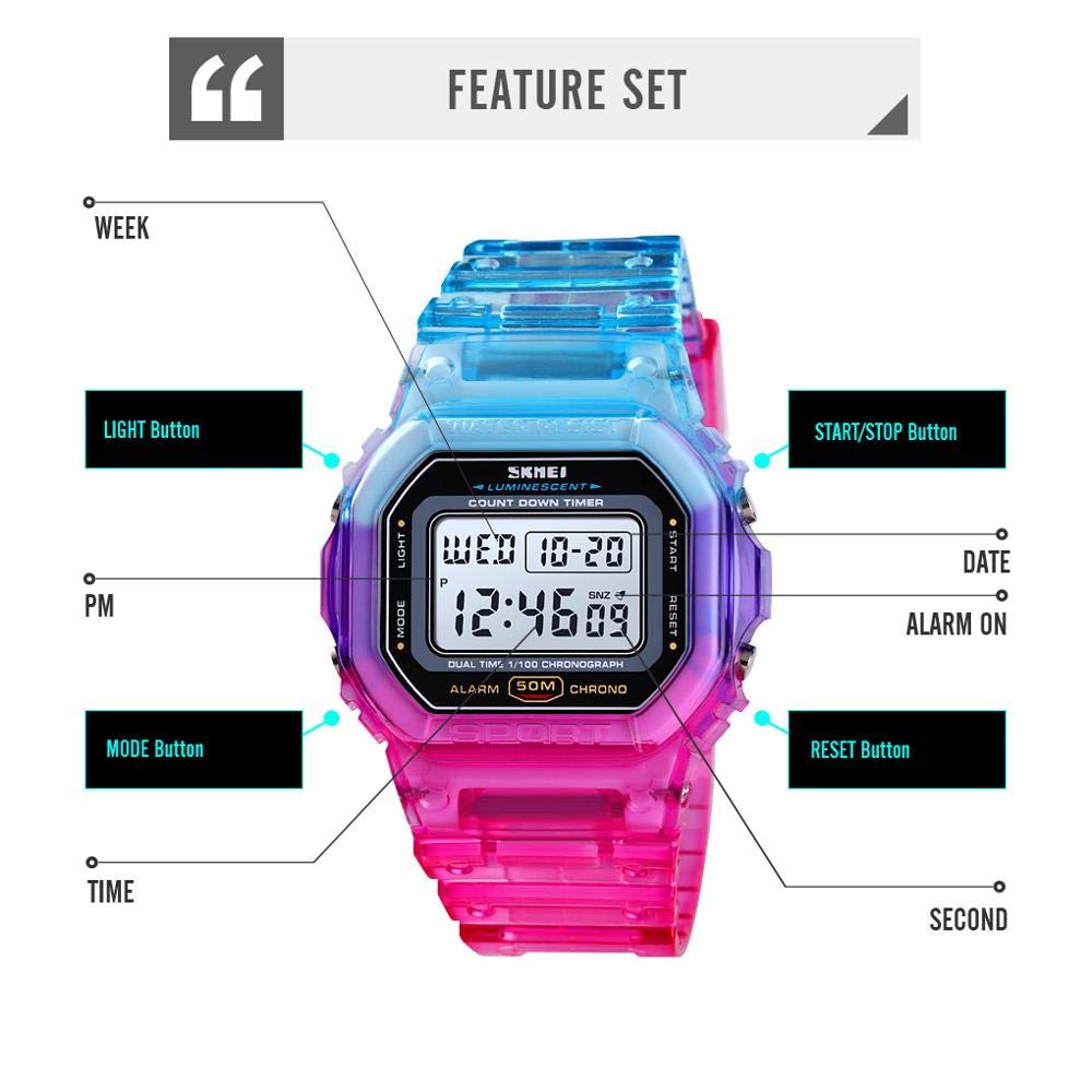 Foto 7 | Venta Internacional - Reloj Carlien Para Hombre, Colorido, Digital, Cuadrado, Deportivo, 44 Mm