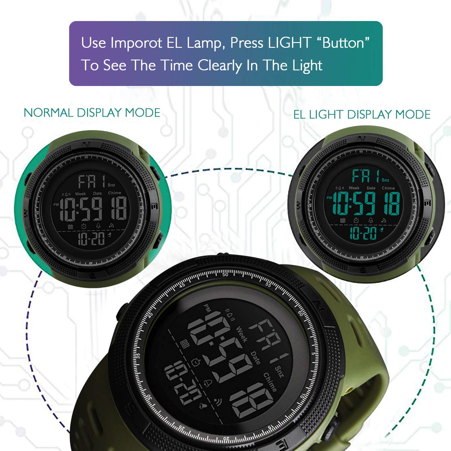 Foto 5 pulgar | Venta Internacional - Reloj Deportivo Digital Kavie Para Hombre, Impermeable, Estilo Militar