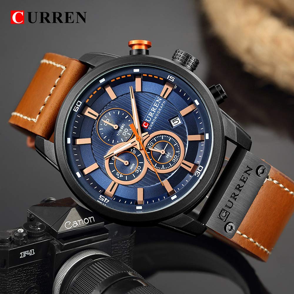 Foto 4 pulgar | Venta Internacional - Reloj Gosasa Con Cronógrafo, Correa De Piel, Impermeable, 3 Barras, Para Hombre