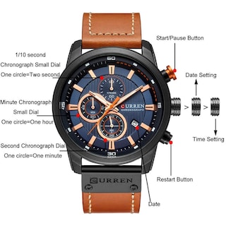 Foto 6 | Venta Internacional - Reloj Gosasa Con Cronógrafo, Correa De Piel, Impermeable, 3 Barras, Para Hombre