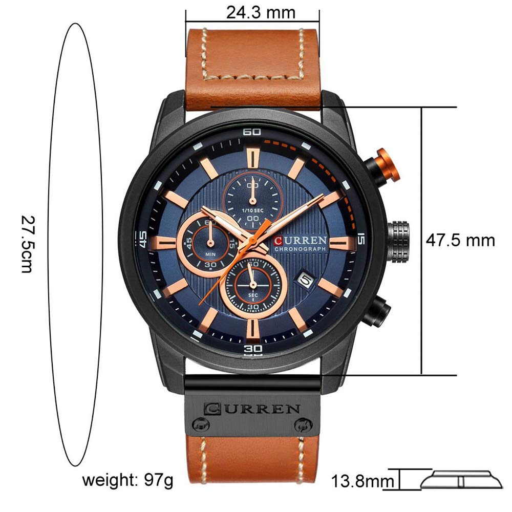 Foto 8 pulgar | Venta Internacional - Reloj Gosasa Con Cronógrafo, Correa De Piel, Impermeable, 3 Barras, Para Hombre