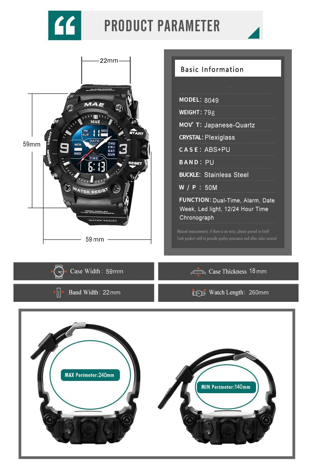 Foto 5 pulgar | Venta Internacional - Reloj Gosasa S-shock Sport Para Hombre, Doble Pantalla, 50 M, Waterpro