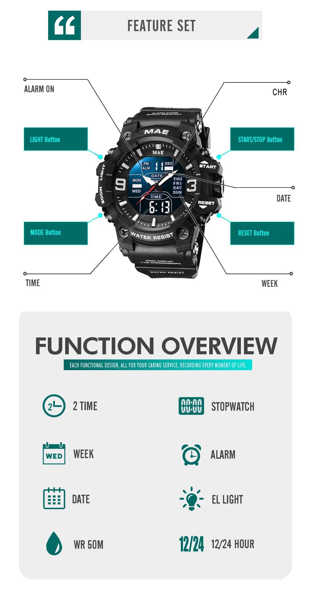 Foto 6 pulgar | Venta Internacional - Reloj Gosasa S-shock Sport Para Hombre, Doble Pantalla, 50 M, Waterpro