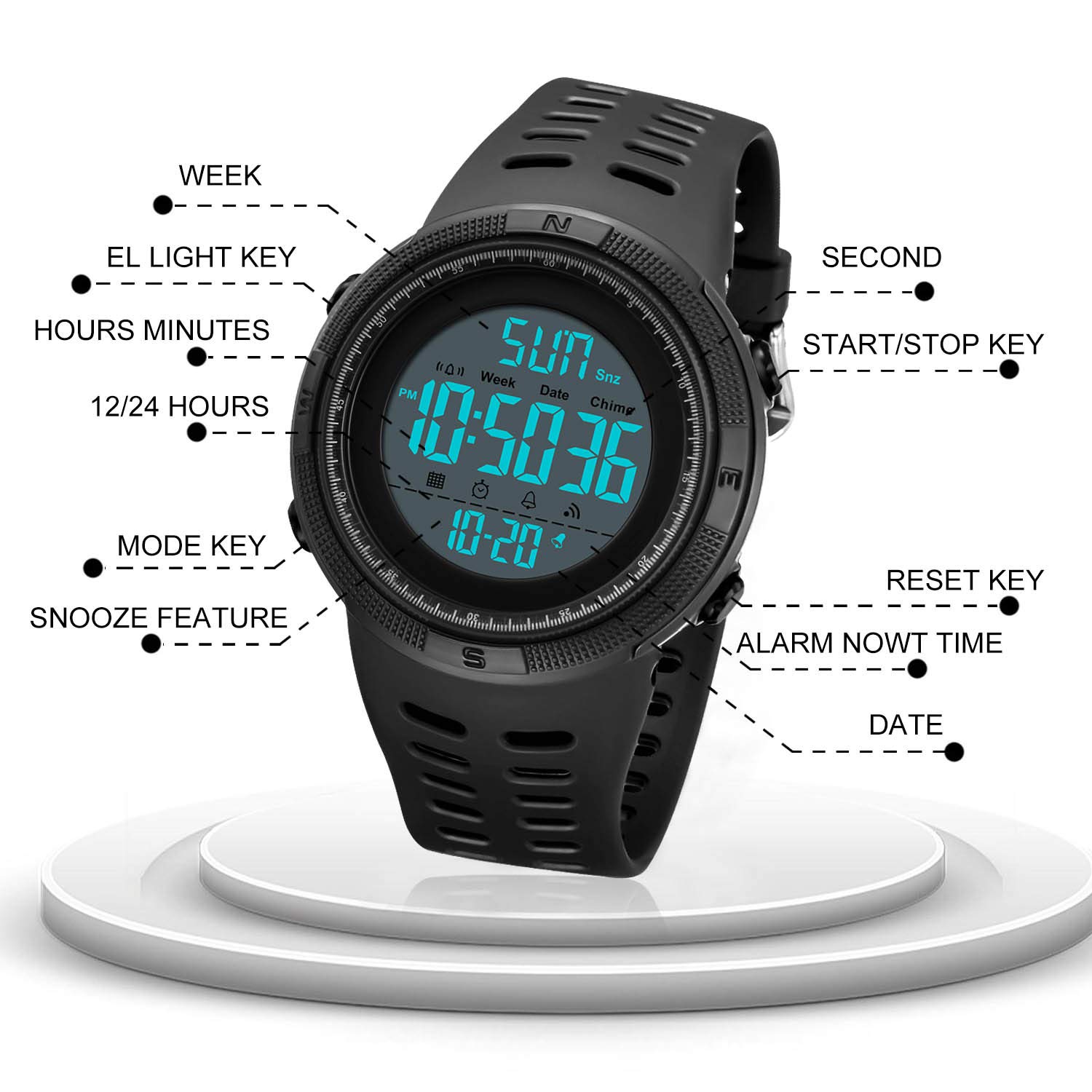 Foto 5 | Venta Internacional - Reloj Cofuo Digital Sports, Impermeable, Multifunción Para Hombre