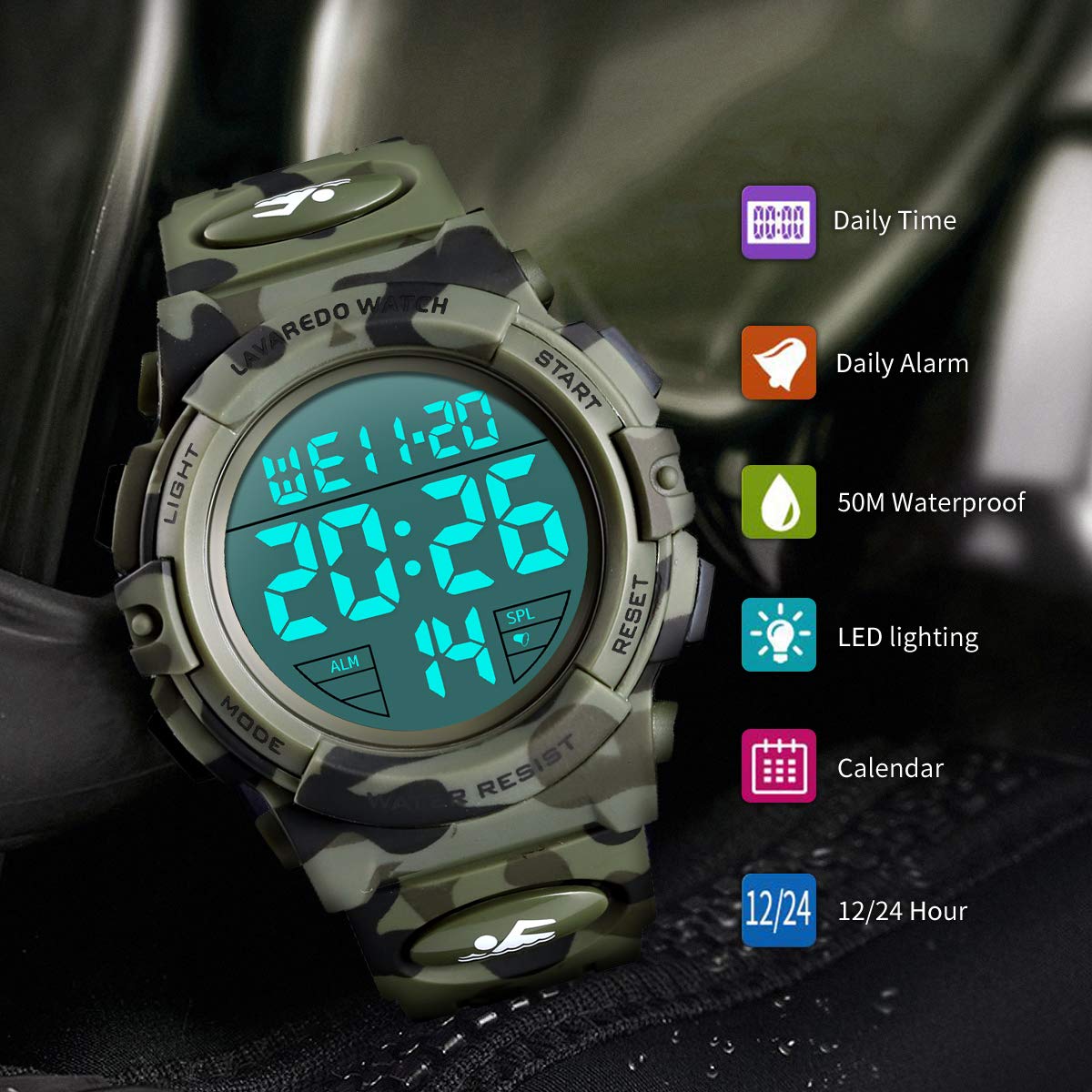 Foto 7 pulgar | Reloj Deportivo Digital LED Resistente al Agua 50m para Hombre