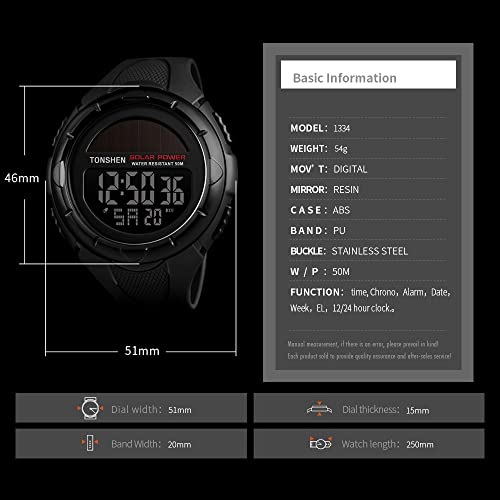 Foto 5 pulgar | Venta Internacional - Reloj Tonshen, Unisex, Con Esfera Grande, Multifunción, 50 M, Resistente Al Agua