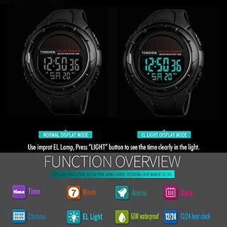 Foto 5 | Venta Internacional - Reloj Tonshen, Unisex, Con Esfera Grande, Multifunción, 50 M, Resistente Al Agua