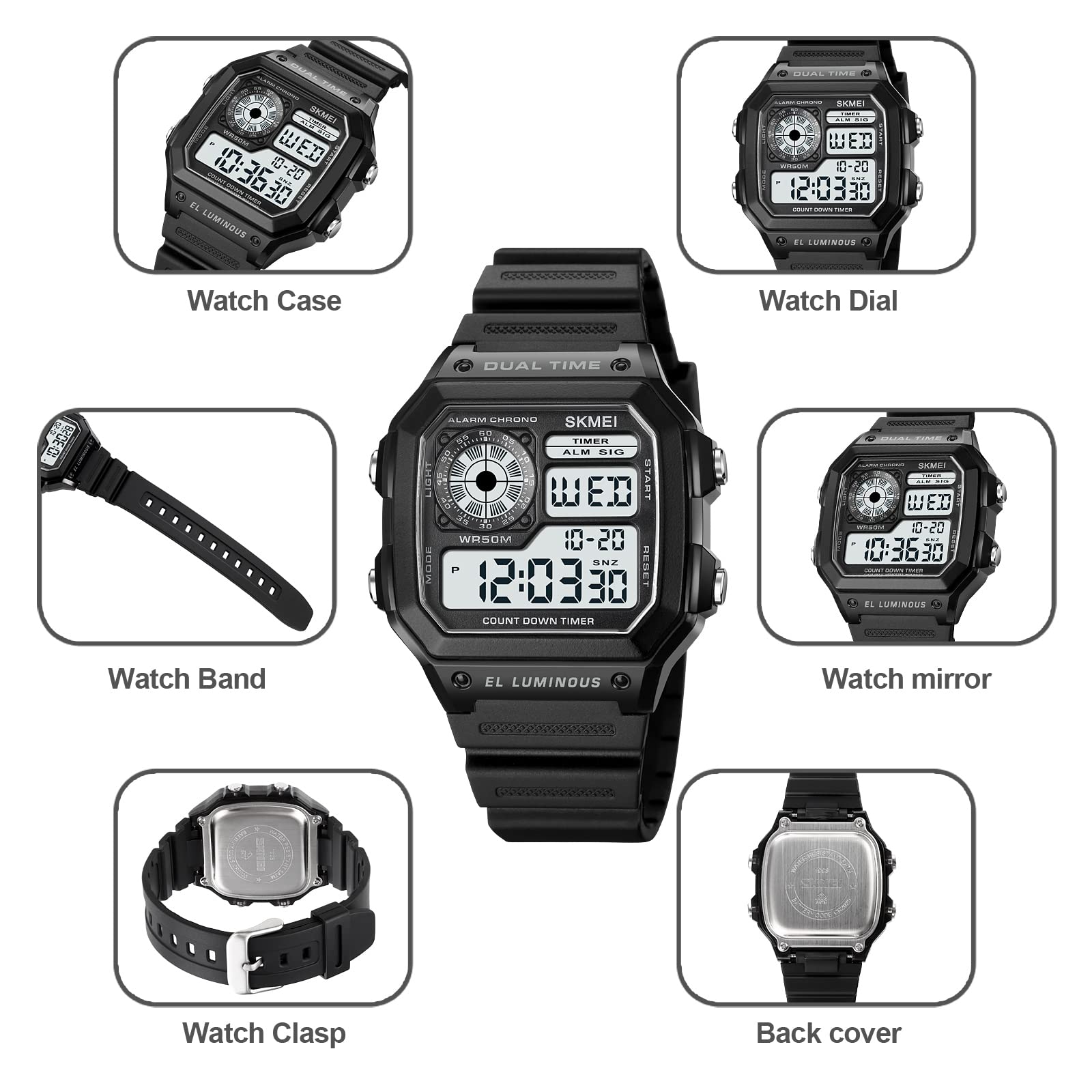 Foto 7 pulgar | Venta Internacional - Reloj Deportivo Pasoy, Correa De Caucho Multifunción, 50 M, Impermeable