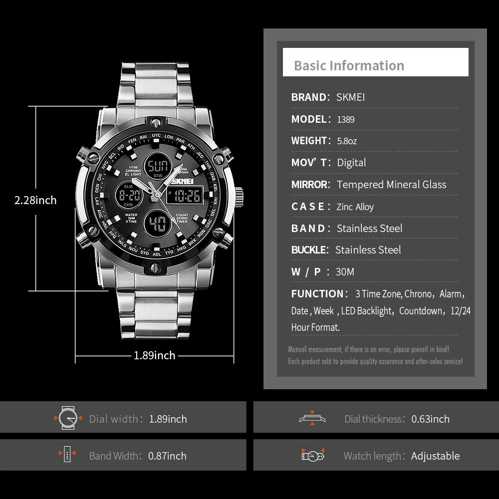 Foto 4 | Venta Internacional - Reloj Bozlun Analógico Digital Para Hombre Con 3 Zonas Horarias De 48 Mm