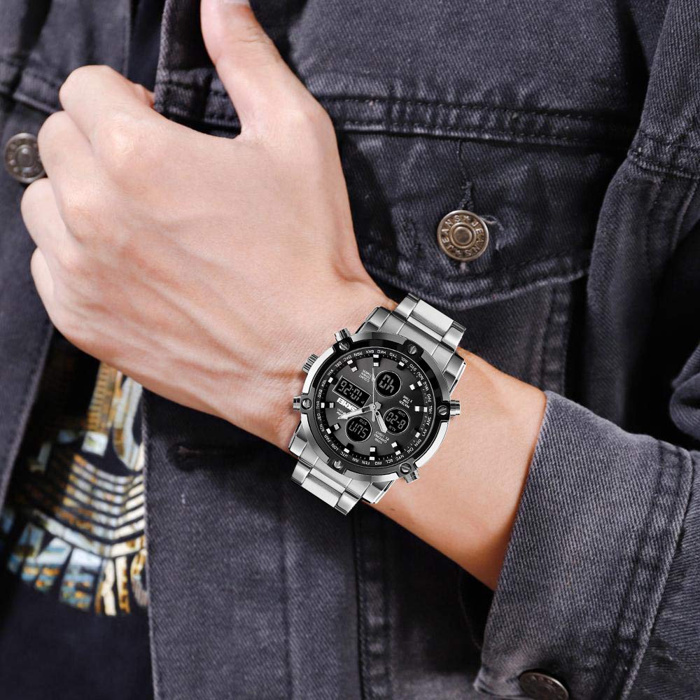 Foto 6 | Venta Internacional - Reloj Bozlun Analógico Digital Para Hombre Con 3 Zonas Horarias De 48 Mm