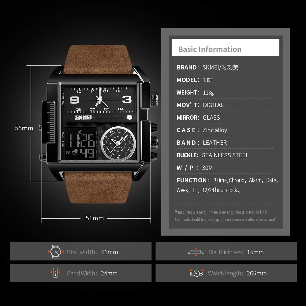 Foto 7 pulgar | Venta Internacional - Reloj Deportivo Digital Led Cuadrado Skmei Para Hombre, Cara Grande