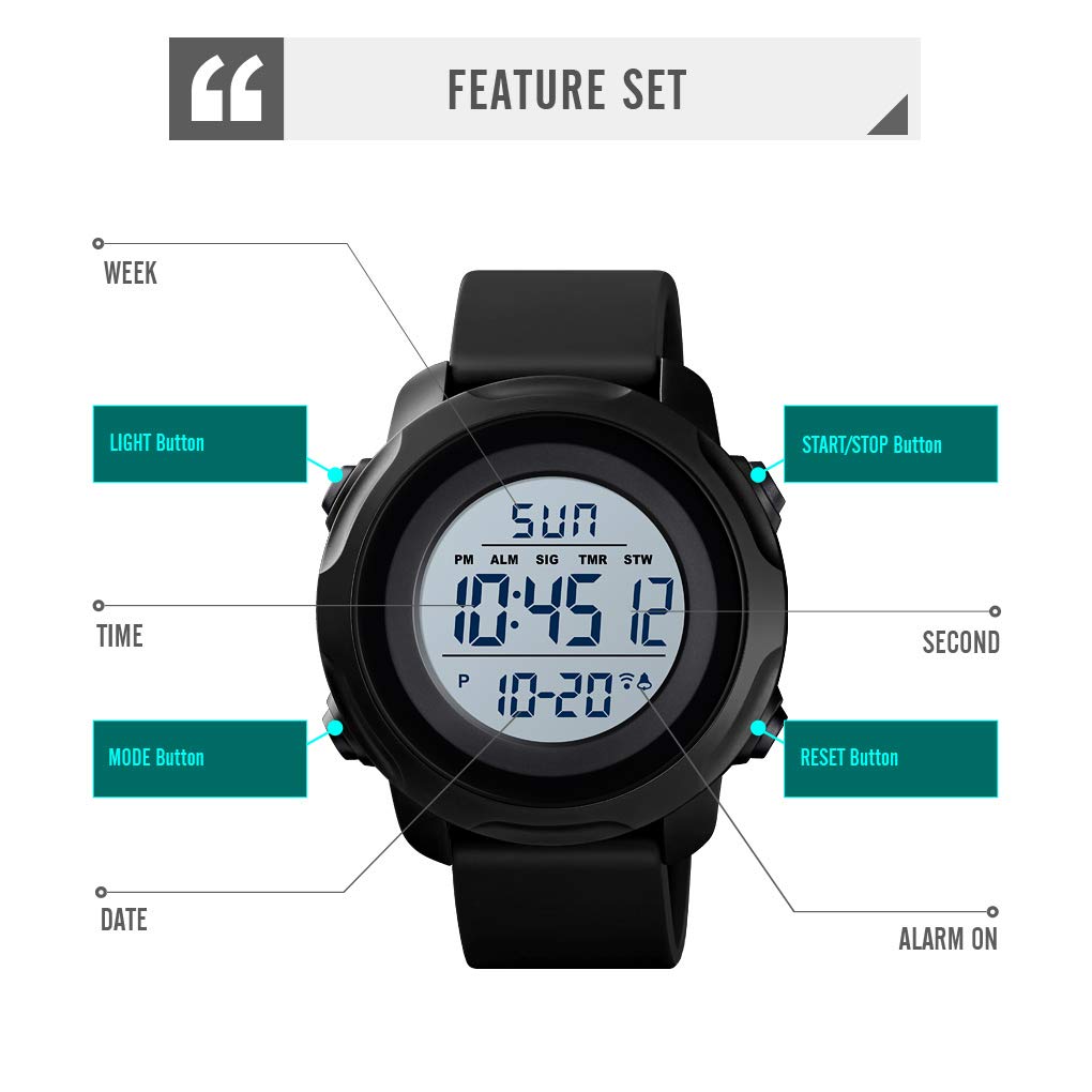 Foto 5 | Venta Internacional - Reloj Digital Deportivo Unisex Skmei 1540 A Prueba De Agua Con Alarma