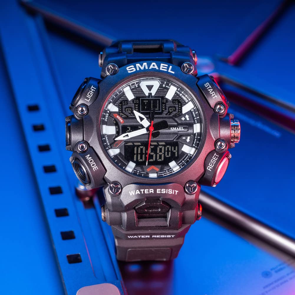 Foto 2 | Venta Internacional - Reloj Deportivo Smael Militar Digital Analógico Camuflaje Rojo Para