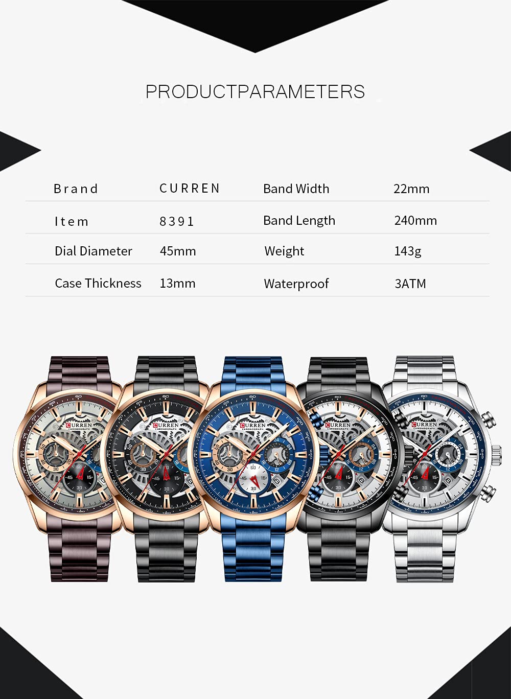 Foto 8 pulgar | Venta Internacional - Reloj Fanmis Con Cronógrafo De Negocios De Lujo Para Hombre, Vestido Con Diseño De Agua