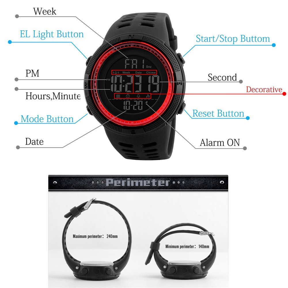 Foto 6 pulgar | Venta Internacional - Reloj Deportivo Tonshen Digital Impermeable 50 M Led Para Hombre