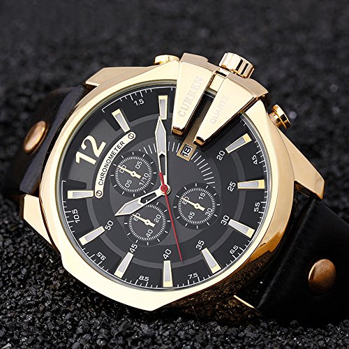 Foto 4 pulgar | Venta Internacional - Reloj Curren Luxury Gold Date Para Hombre Con Correa De Piel