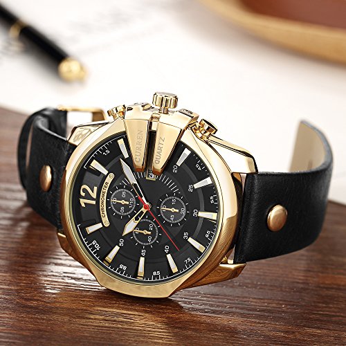 Foto 5 | Venta Internacional - Reloj Curren Luxury Gold Date Para Hombre Con Correa De Piel