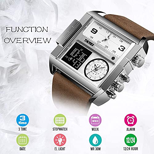 Foto 3 | Venta Internacional - Reloj Skmei LED Cuadrado con Multizona Horaria para Hombres