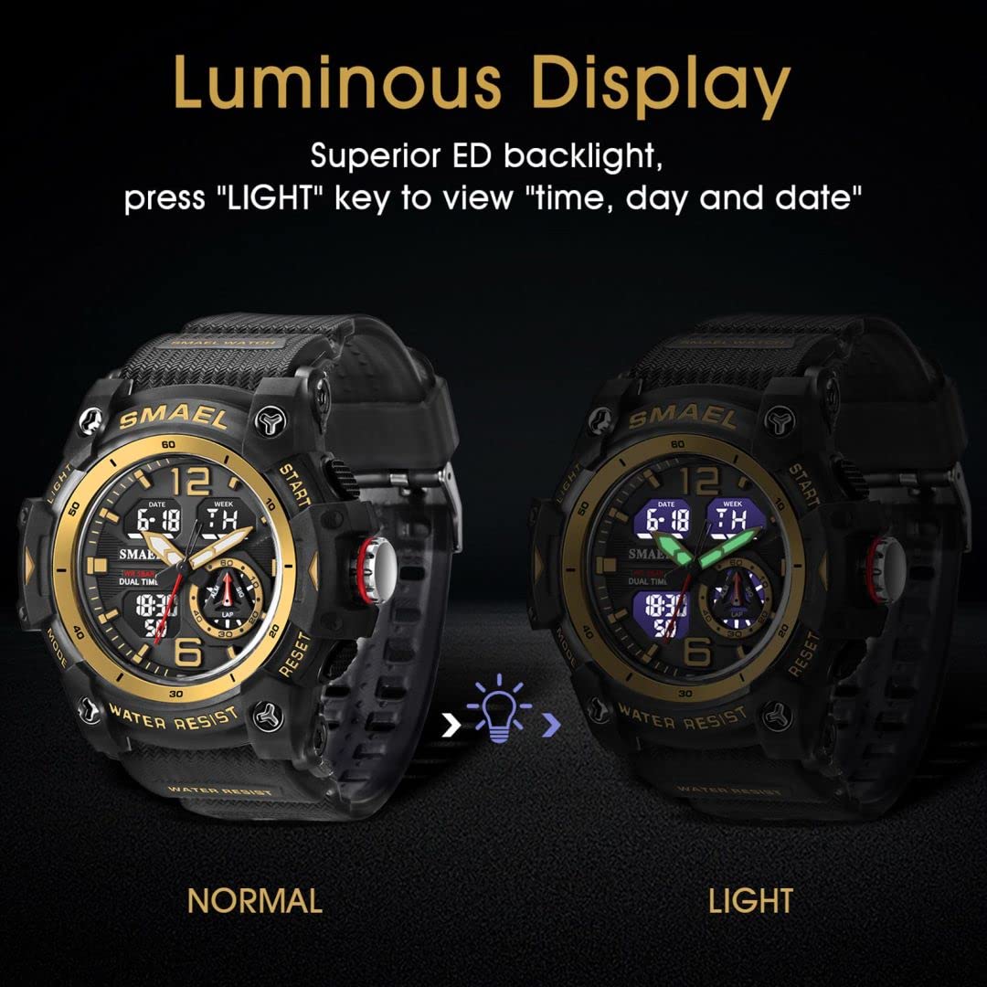 Foto 5 pulgar | Venta Internacional - Reloj Aswan Con Cronómetro Digital Para Hombre, Alarma Y Calendario Con Luz Led