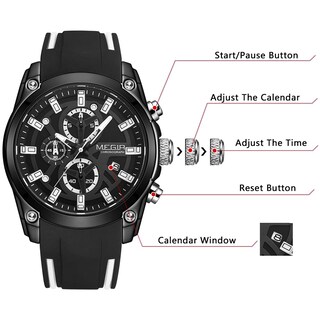 Foto 4 | Venta Internacional - Reloj Megir Deportivo para Hombre con Cronógrafo y Luz Luminosa