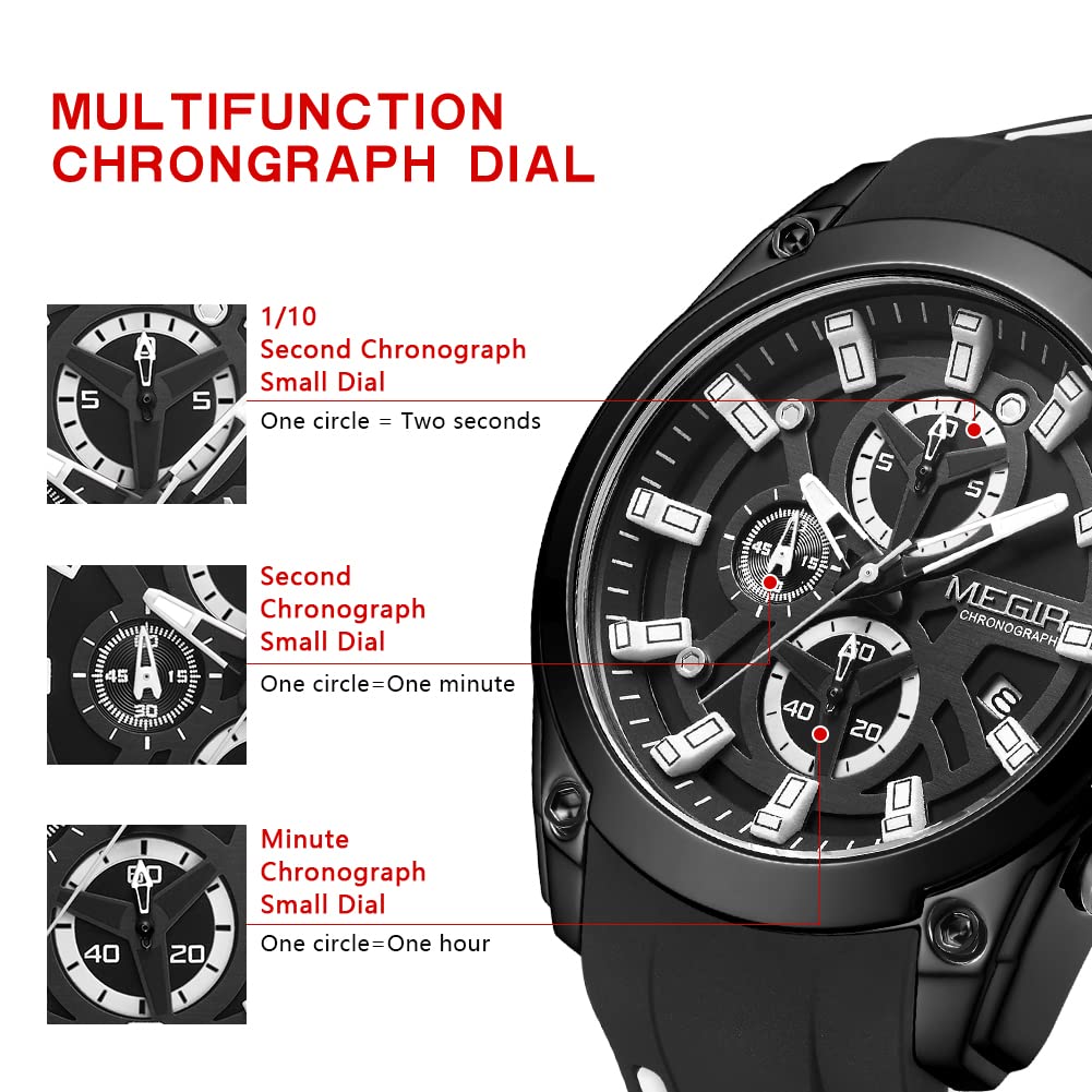 Foto 5 | Venta Internacional - Reloj Megir Deportivo para Hombre con Cronógrafo y Luz Luminosa