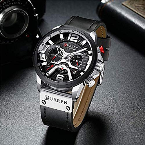 Foto 4 pulgar | Venta Internacional - Reloj Curren Cronógrafo De Piel De Cuarzo Para Hombre + Pulsera S