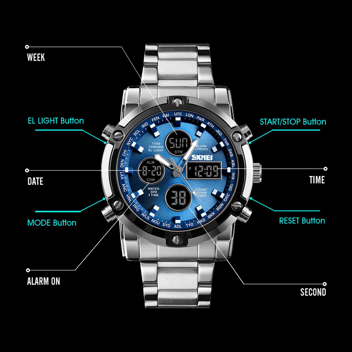 Foto 7 pulgar | Venta Internacional - Reloj Digital CNBRO para Hombre Deportivo Militar Táctico Impermeable