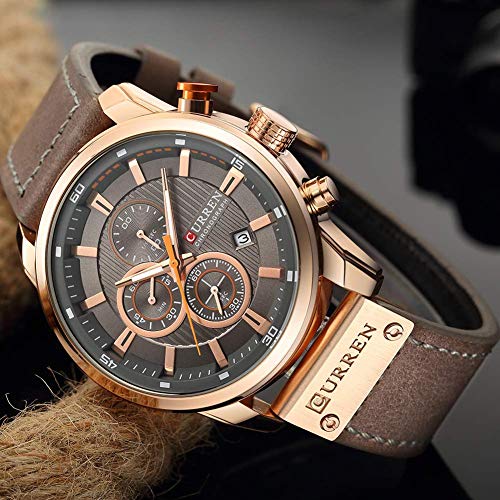 Foto 5 pulgar | Venta Internacional - Reloj Gosasa, Cronógrafo Deportivo, Cuarzo, Cuero Marrón, Para Hombre