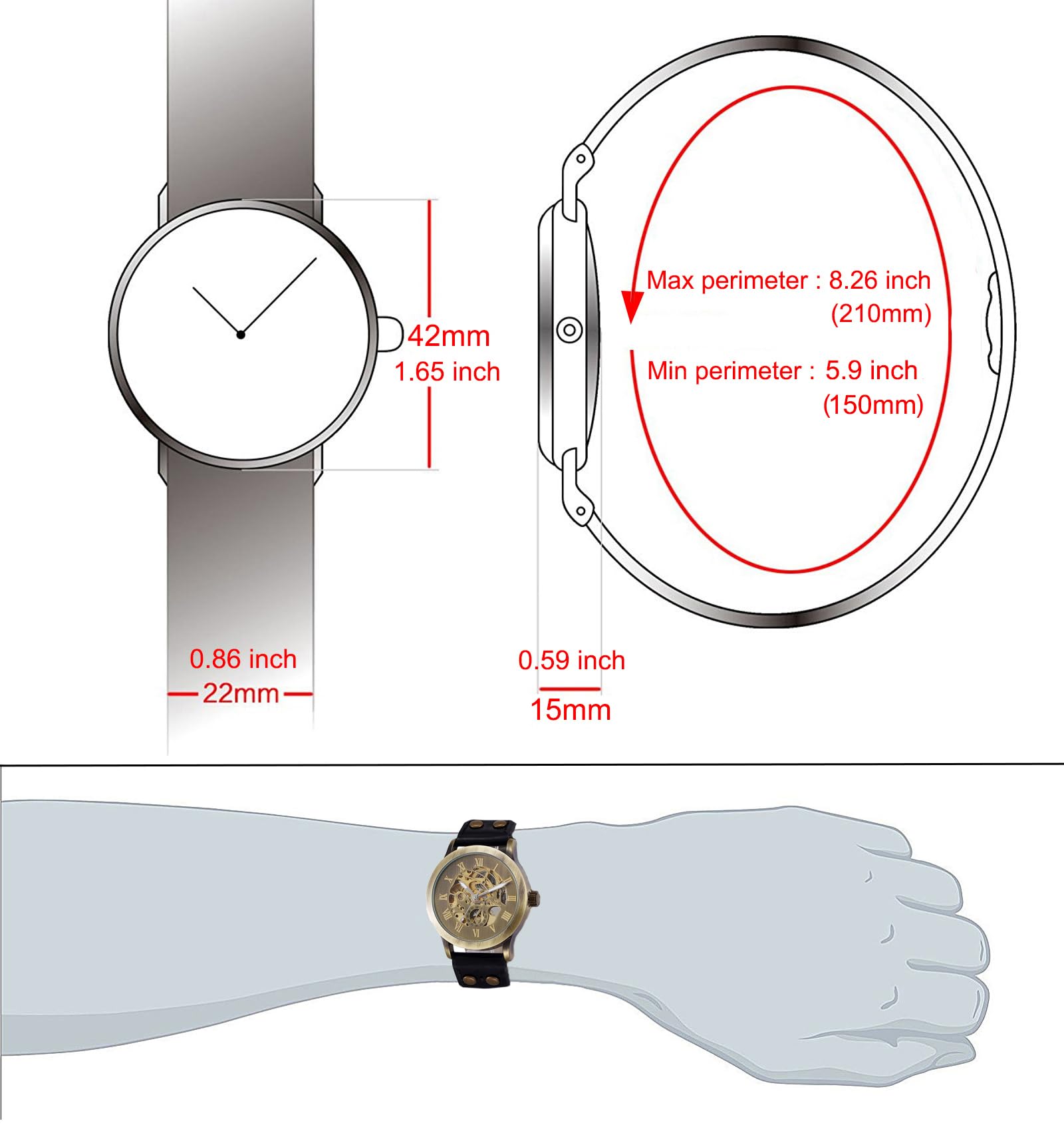 Foto 6 pulgar | Venta Internacional - Reloj Automático De Cuero Carrie Hughes Ch86b Para Hombre