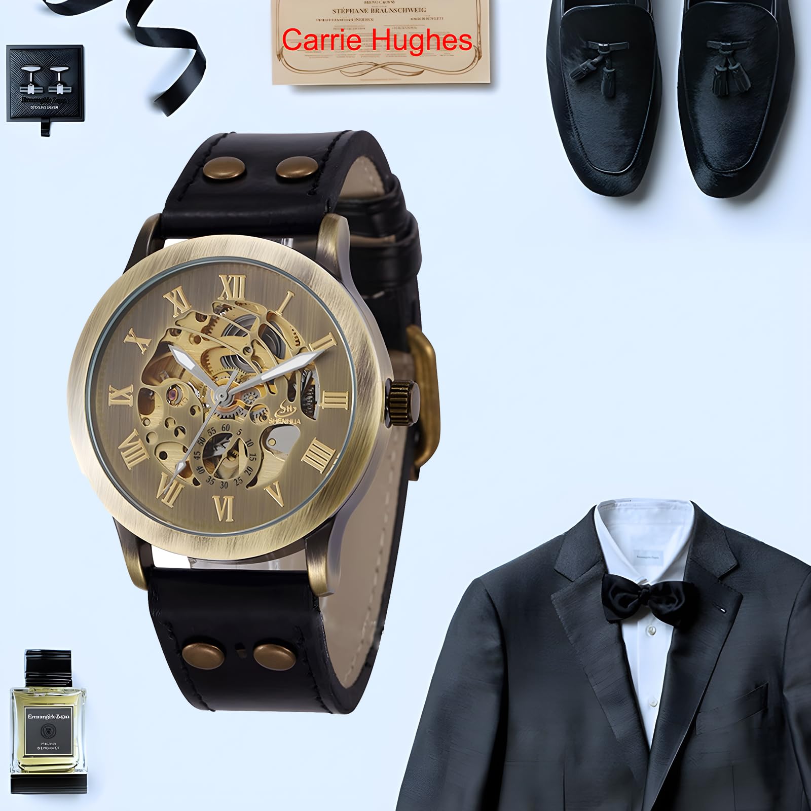 Foto 7 pulgar | Venta Internacional - Reloj Automático De Cuero Carrie Hughes Ch86b Para Hombre