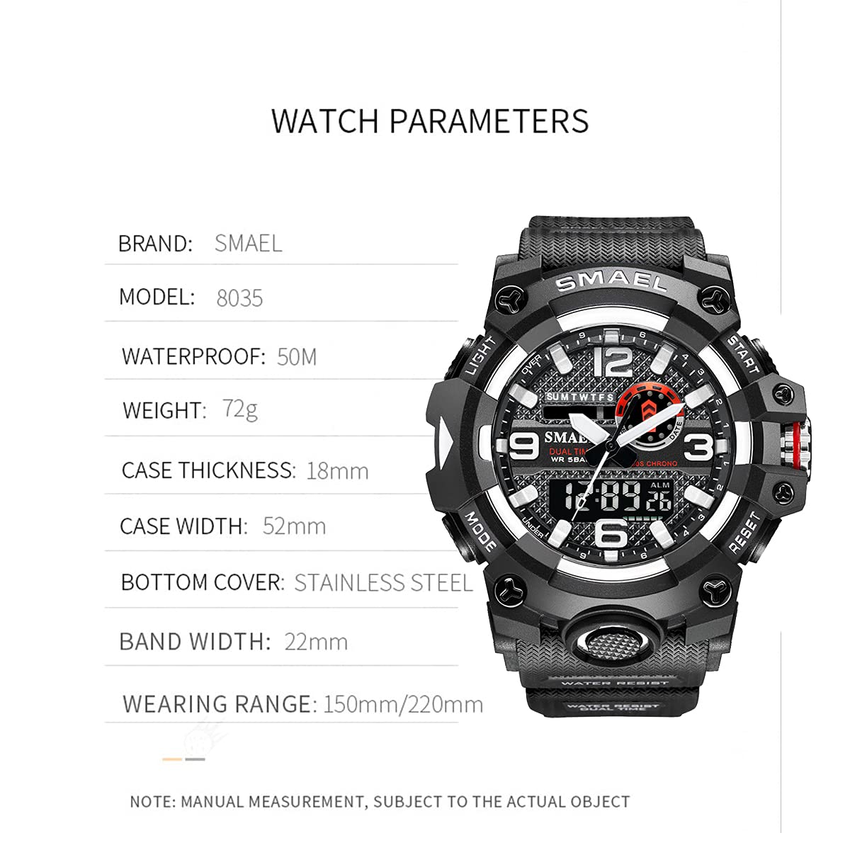 Foto 5 pulgar | Venta Internacional - Reloj Deportivo Koodea 8035 Dual Time Digital 50 M Resistente Al Agua Para
