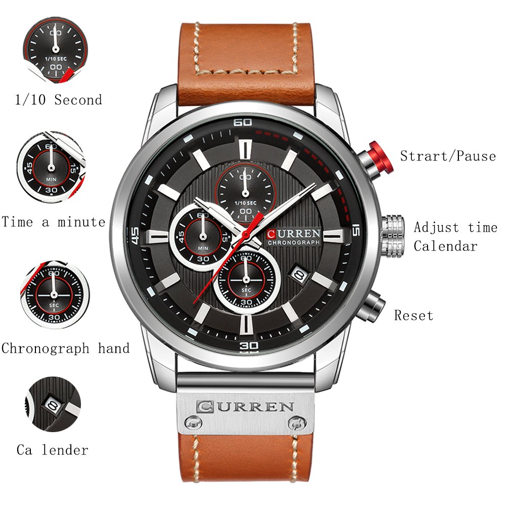 Foto 6 pulgar | Venta Internacional - Reloj De Pulsera Crrju Quartz Para Hombre, Moda, Negocios, Cronómetro