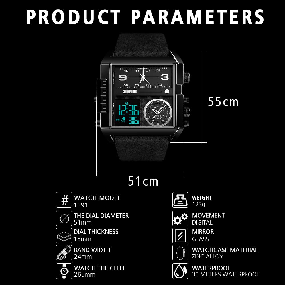 Foto 7 pulgar | Venta Internacional - Reloj Led Digital Deportivo Skmei, Cuadrado, Cara Grande, Analógico, Cuádruple