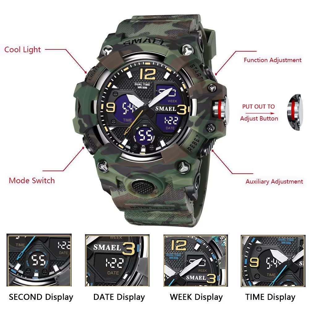 Foto 5 | Venta Internacional - Reloj Smael Con Alarma Led Deportiva Impermeable Militar Para Exteriores