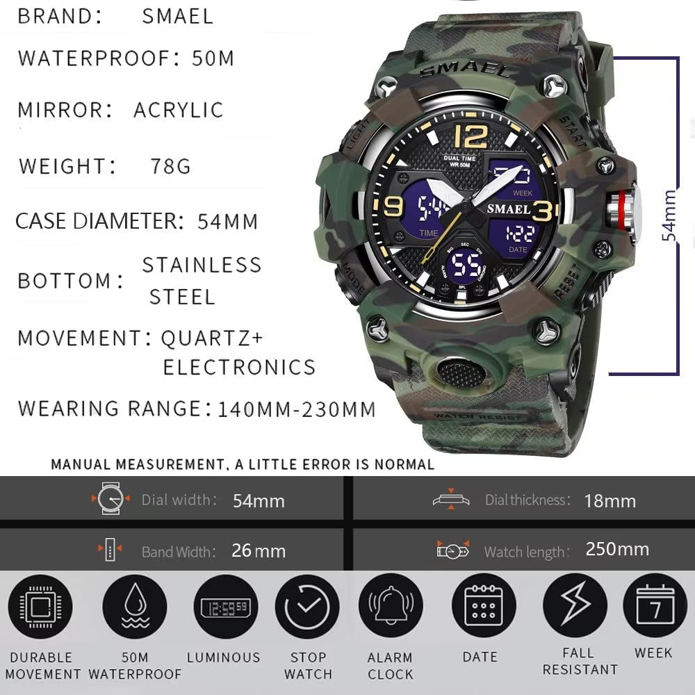 Foto 7 pulgar | Venta Internacional - Reloj Smael Con Alarma Led Deportiva Impermeable Militar Para Exteriores