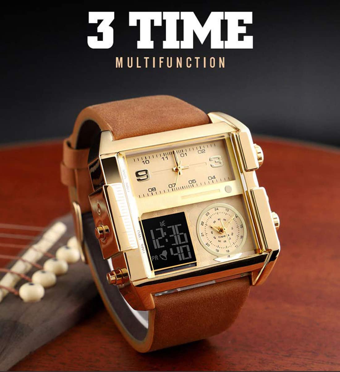 Foto 4 pulgar | Venta Internacional - Reloj Gosasa Led Digital Cuadrado Café para Hombre