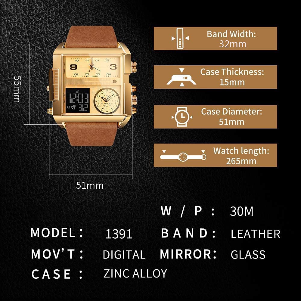 Foto 5 | Venta Internacional - Reloj Gosasa Led Digital Cuadrado Café para Hombre