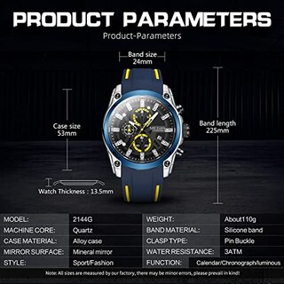 Foto 6 | Venta Internacional - Reloj Megir Chronograph Quartz Para Hombre Con Correa De Silicona