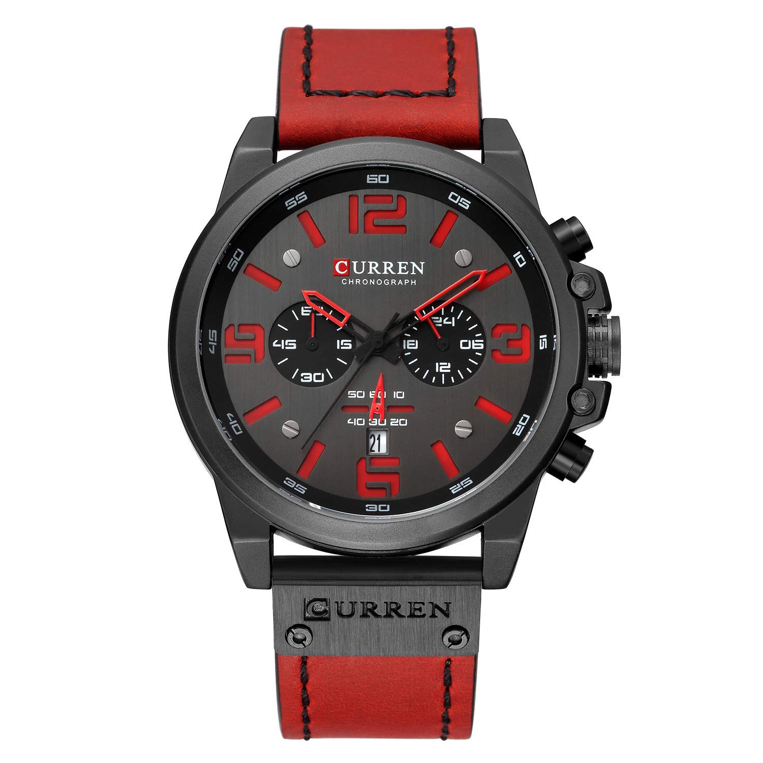 Foto 2 pulgar | Venta Internacional - Reloj Curren Military Para Hombre Con Correa De Piel Y Funda De 42 Mm