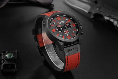 Foto 5 | Venta Internacional - Reloj Curren Military Para Hombre Con Correa De Piel Y Funda De 42 Mm