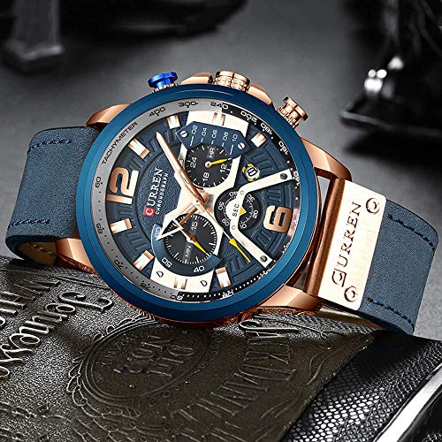 Foto 6 pulgar | Venta Internacional - Reloj Gosasa, Cronógrafo Deportivo, Cuarzo, Cuero Marrón, Para Hombre
